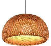 Retro Japanese Style Pendant Light E27 Rattan Ceiling Lighting with Adjustable Cord Chandelier for Living Bedroom Restaurant Cafe Teahouse Bar Dining Room Club Hanging Lights(38x20cm)