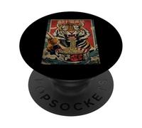 Retro Japanese Tiger Ramen Noodle Slurper Art Design PopSockets Adhesive PopGrip