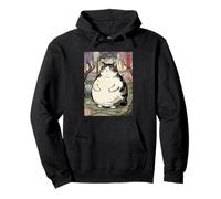 Retro Japanese Ukiyoe Chubby Chonky Cat Vintage Woodblock Pullover Hoodie