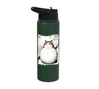 Retro Japanese Ukiyoe Chubby Chonky Cat Vintage Woodblock Stainless Steel Insulated Water Bottle