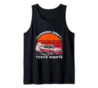 Retro JDM Drift Car Japanese Kanji 1990s Synthwave Souvenir Tank Top