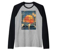 Retro JDM Drifting Cars Power Lines Motorsport Graphic Raglan Baseball Tee