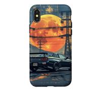 Retro JDM Legend Drift Car Full Moon Power Lines Graphic Case for iPhone X/XS