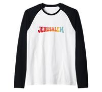 Retro Jerusalem Israel Travel Western Wall Temple Mount Raglan Baseball Tee