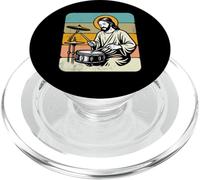 Retro Jesus Drummer Worship Rhythm Graphic Praise Music PopSockets PopGrip for MagSafe