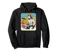 Retro Jesus Drummer Worship Rhythm Graphic Praise Music Pullover Hoodie