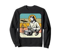 Retro Jesus Drummer Worship Rhythm Graphic Praise Music Sweatshirt