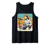 Retro Jesus Drummer Worship Rhythm Graphic Praise Music Tank Top