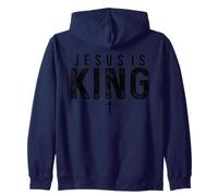Retro Jesus Is King Christian - Religious Gospel Faith Cross Zip Hoodie