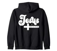 Retro Jesus Is King Christian - Religious Gospel Faith Cross Zip Hoodie