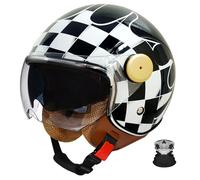 Retro jet half helmet with double visor, removable liner ECE certified motorcycle helmet 3/4 retro helmet unisex H,L59-60CM