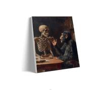 Retro Jigsaw Puzzle 500 Pieces for Adults Dark Academy Skeleton and Monkey Interesting Parent-Childs Family Entertainment Leisure Fun Interactive Wooden
