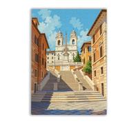 Retro Jigsaw Puzzle 500 Pieces for Adults Spanish Steps Rome Italy No People Piazza Ancient Holiday Fun and Modern Summer Home Decor
