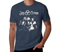 Retro John Rock Bonham T-Shirt - Vintage Style Led Music Zeppelin Drummer Graphic Tee for Classic Rock Fans Navy-Style XL