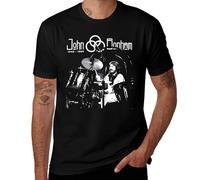 Retro John Rock Bonham T-Shirt - Vintage Style Led Music Zeppelin Drummer Graphic Tee for Classic Rock Fans Black-Style M