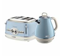 Ariete ARPK21 Retro Style Jug Kettle and 4 Slice Toaster Set, Vintage Design, Blue