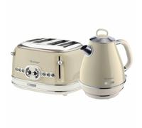 Retro Jug Kettle & 4 Slice Toaster Set, Cream Vintage Style, Ariete