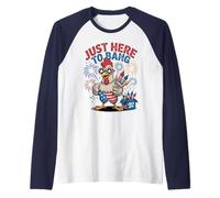 Retro JUST HERE to Bang Freedom Chicken Eagle Farm Humor Raglan Baseball Tee