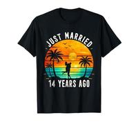Retro Just Married 14 Years Ago 14th Wedding Anniversary T-Shirt