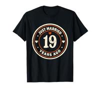 Retro Just Married 19 Years Ago 19th Wedding Anniversary T-Shirt