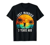 Retro Just Married 3 Years Ago 3rd Wedding Anniversary T-Shirt