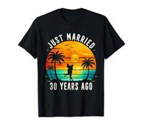 Retro Just Married 30 Years Ago 30th Wedding Anniversary T-Shirt