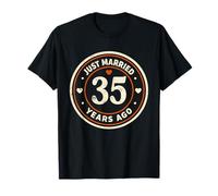 Retro Just Married 35 Years Ago 35th Wedding Anniversary T-Shirt