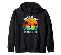 Retro Just Married 36 Years Ago 36th Wedding Anniversary Zip Hoodie