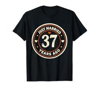 Retro Just Married 37 Years Ago 37th Wedding Anniversary T-Shirt