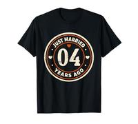 Retro Just Married 4 Years Ago 4th Wedding Anniversary T-Shirt