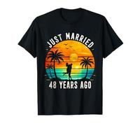 Retro Just Married 48 Years Ago 48th Wedding Anniversary T-Shirt