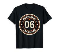 Retro Just Married 6 Years Ago 6th Wedding Anniversary T-Shirt