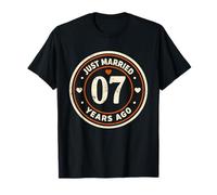 Retro Just Married 7 Years Ago 7th Wedding Anniversary T-Shirt
