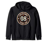 Retro Just Married 8 Years Ago 8th Wedding Anniversary Zip Hoodie