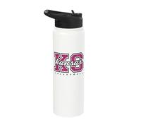 Retro Kansas Volleyball Pink Leopard Collegiate State Art Stainless Steel Insulated Water Bottle