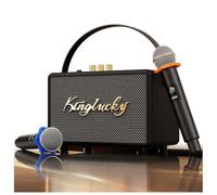 Retro Karaoke Machine with 2 Wireless Microphones Portable Karaoke Speaker for Adults Kids Rechargeable PA System for AUX/USB/TF Support,Home Party,Teaching,Picnic,Indoor/Vintage Decor Gifts