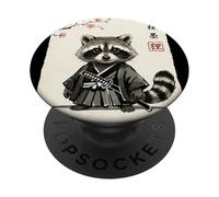 Retro Kawaii Samurai Cat Sakura Japanese Vintage Art PopSockets Adhesive PopGrip