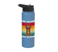 Retro Keep Your Head Above The Drama Vintage Giraffe Stainless Steel Insulated Water Bottle