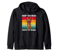 Retro Keep Your Head Above The Drama Vintage Giraffe Zip Hoodie