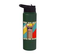 Retro Keep Your Head Above The Drama Vintage Llama Alpaca Stainless Steel Insulated Water Bottle