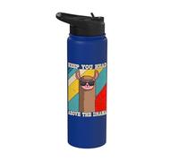 Retro Keep Your Head Above The Drama Vintage Llama Alpaca Stainless Steel Insulated Water Bottle