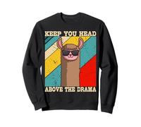 Retro Keep Your Head Above The Drama Vintage Llama Alpaca Sweatshirt