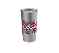 Retro Kentucky Softball Pink Leopard Collegiate State Art Stainless Steel Insulated Tumbler