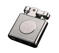 Retro Kerosene Lighter, Classic Open Flame Torch Lighter, Reusable, Replaceable Flint, Push To Ignite, Exquisite Craftsmanship, Cigar Candle Cigarette, High-end Gift for Men(Silver)