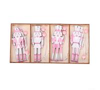 Retro King Nutcracker Pendants for Christmas Party, 8pcs Set, Wooden Ornaments, for PINK (B)