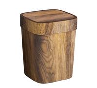 Retro Kitchen Bin, 12L Waste Paper Bin With Lid, Garbage Can For Bathroom, Rectangle Wood Grain Waste Bins, Odor-Proof Litter Bins With Swing Lid For Apartment Bedroom Corner Patio Area Kitchen
