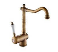 Retro Kitchen Faucet 360° Pull Out Single Handle Antique Brass Sink Mixer Tap High Arc Kitchen Faucet ge Style Faucet for Home Decor