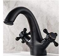 Retro Kitchen Faucet Kitchen Sink Faucet Basin Copper Wire Drawing Cold Water Mixer Double Couplers,Black Antiquity