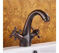 Retro Kitchen Faucet Sink Basin Copper Wire Drawing Cold Water Mixer Double Couplers Bronze Antique(Dark Red Antiquity)