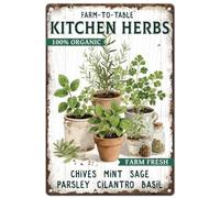 Retro Kitchen Herbs Farm Vintage Metal Tin Sign Pantry Wall Decor Plaque